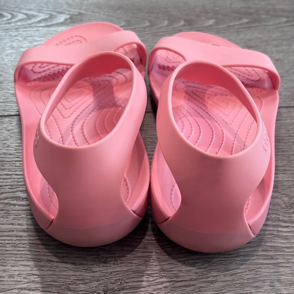 Crocs Serena Sandals Womens 9 Pink Slingback Strappy Comfort Flat Slides - Picture 4 of 6